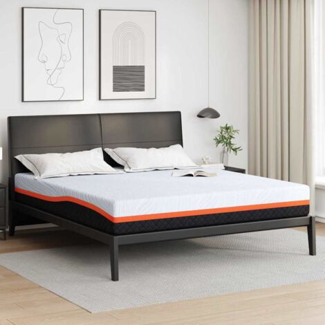 Mattress White and Grey 200 x 200 cm Memory Foam vidaXL