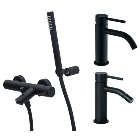 Mattschwarzes Waschbecken-, Bidet- und Badewannenmischer-Set Paffoni Light KITLIG9NO