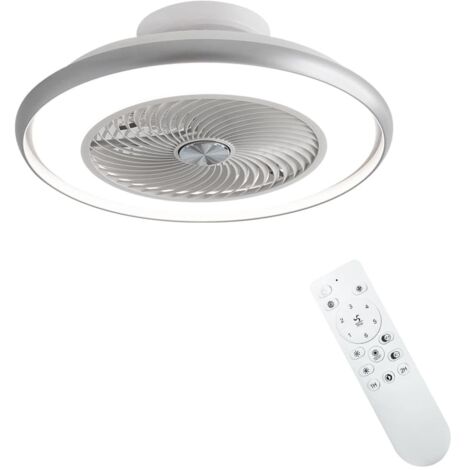 Mattweißer Deckenventilator mit Beleuchtung  Leise (45 dB)  6 Geschwindigkeitsstufen  Durchmesser 59 cm  Flügel aus MDF
