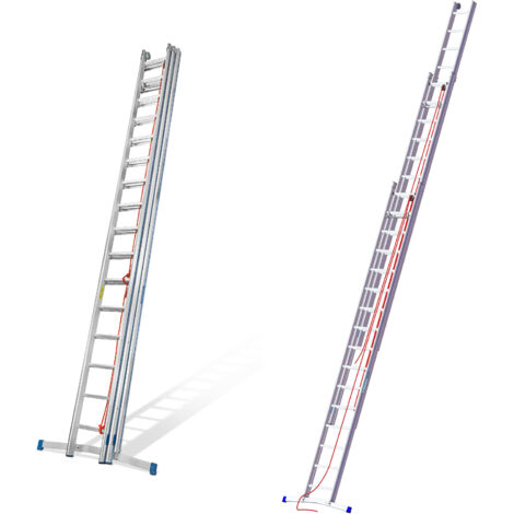 Mauderer Bavaria Seilzugleiter 965 mit gebogener Traverse verstärkte 3x14 Dreikantsprossen