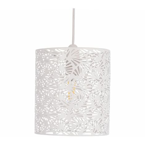 FIRST CHOICE LIGHTING Maui - White Cut Out Metal Leaf Pendant Light Shade