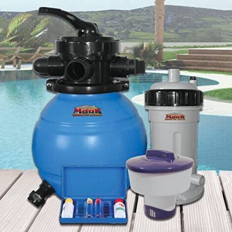 Mauk 1601 Sistema di filtraggio a sabbia 90 W con distributore di cloro e kit di test, 12 L