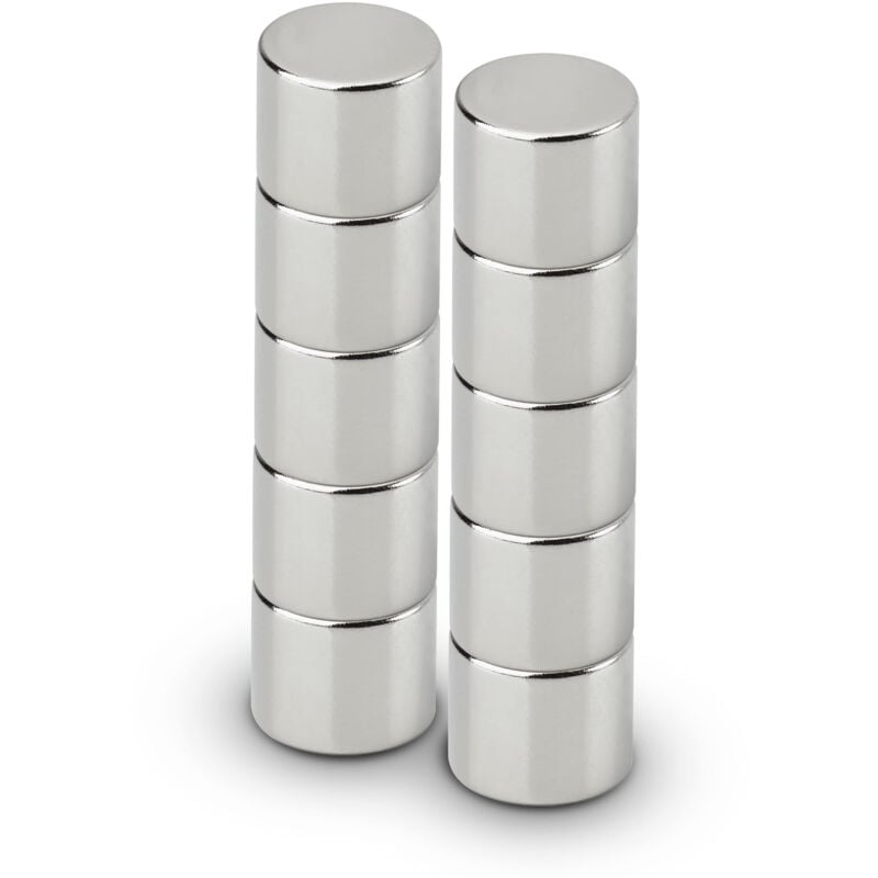 Aimant néodyme en forme de pastille, lot de 10 aimants ronds particulièrement puissants, aimants au design moderne, 10 x 10 - Maul