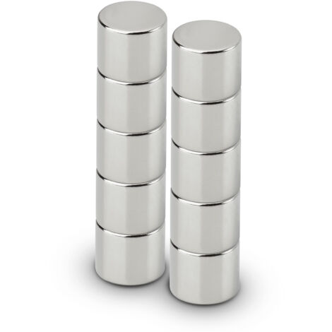 MAUL AIMANT NÉODYME EN FORME DE PASTILLE, LOT DE 10 AIMANTS RONDS PARTICULIÈREMENT PUISSANTS, AIMANTS AU DESIGN MODERNE, 10 X 10