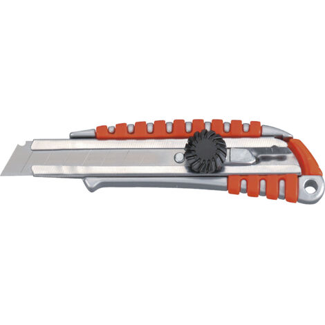 MAUL - CUTTER ''PROFI PLUS'', 18 MM, GRIP CAOUTCHOUTÉ LAME EN ACIER INOXYDABLE, PARTICULIÈREMENT STABLE GRÂCE À SON CORPS EN MÉTAL