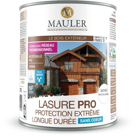 MAULER - Lasure Incolore - 1L - satiné - Qualité professionnelle, ne pèle pas, ne s'écaille pas - SATINE INCOLORE
