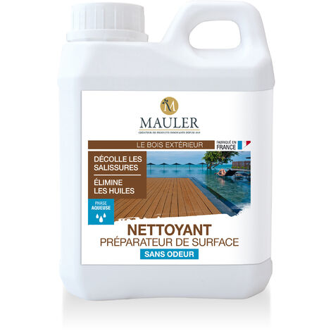 MAULER - Nettoyant Préparateur De Surface - 1L - Sans Odeur - Entretien Périodique Bois en Extérieur, Bardages, Menuiseries