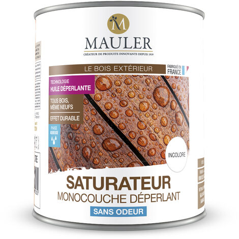 MAULER - Saturateur Bois Monocouche Dépérlant - 5L - Teck - Assure une Protection Contre l'Usure du Bois dû aux Evénements Météorologique - TECK