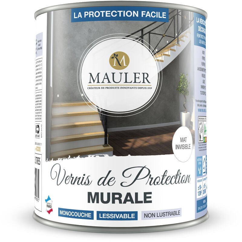 1919 By Mauler - mauler - Vernis de Protection Murale 5L - Aspect Mat Invisible - Produit Anti-Rayure, Anti-Tache - Rend Lessivable peintures