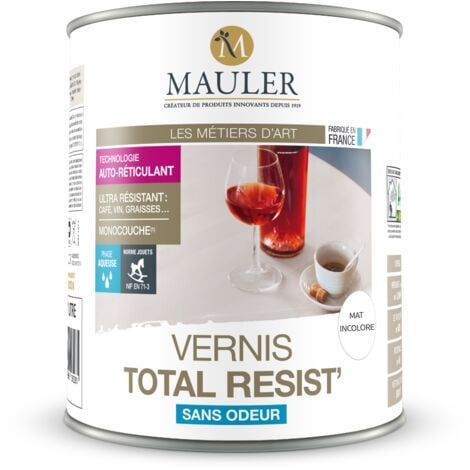MAULER - Vernis Total Resist bois & surface peinte 2,5L - Mat incolore - Produit Anti-Rayure, Anti-Tache, PV Contact Alimentaire