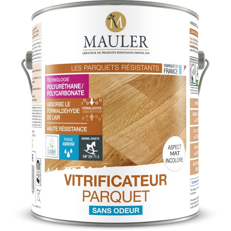 1919 By Mauler - mauler - Vitrificateur parquet & escalier incolore satiné aspect Mat 1L - protection taches, rayures, usure longue durée, écolabel