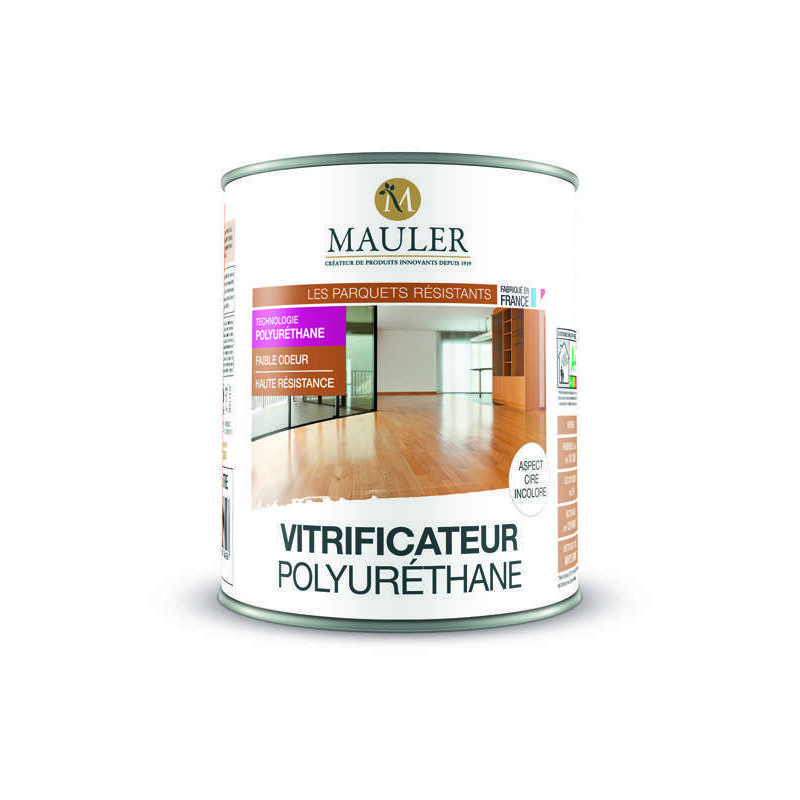 1919 By Mauler - Vitrificateur polyuréthane solvanté Mauler (1L) : produit haute qualité pour protéger parquets, escaliers, meubles, meubles cuisine,