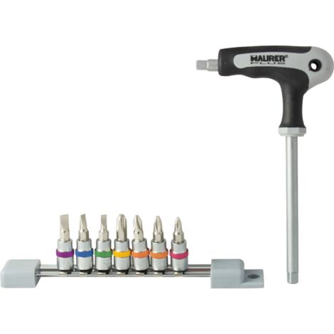 Maurer 92776 Inserti a Bussole, 1/4"""S2, Torx, 8 Pezzi M Plus, Grigio