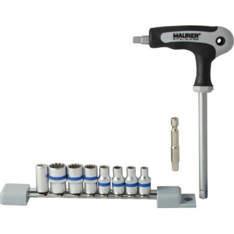 Maurer 92777 Chiave Bussola con Impugnatura, 1/4, 10 Pezzi M Plus, Grigio