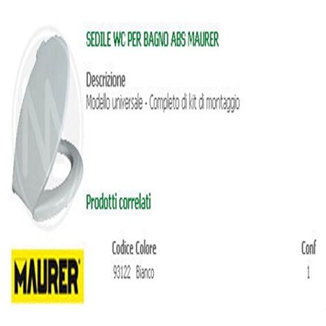 Maurer – Abattant WC standard blanc – Fixation rapide – Matériau résistant pour usage intensif – Compatible avec la plupart des modèles