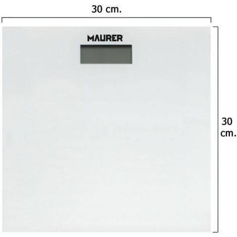 MAURER - Bascula Baño Digital Cristal Blanco 30 x 30 cm.