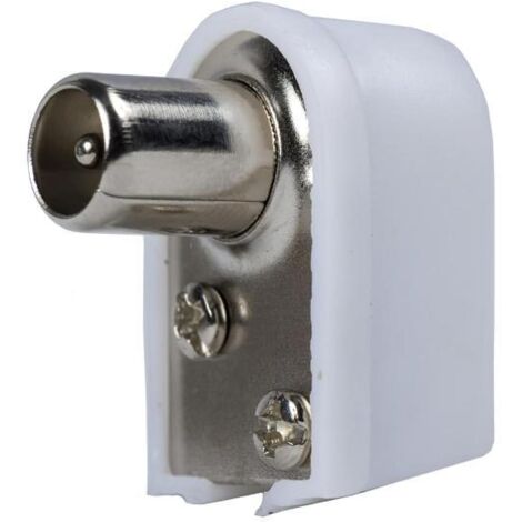 MAURER conector tv macho acodado  9,5 mm. , Conector tv macho acodado.  - Medida: 9,5 mm.      - Ideal para trabajos de electrónica.- Color blanco.- Articul
