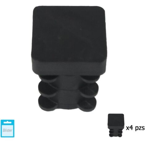 MAURER contera cuadrada interior negra 16x16 mm. blister 4 piezas.