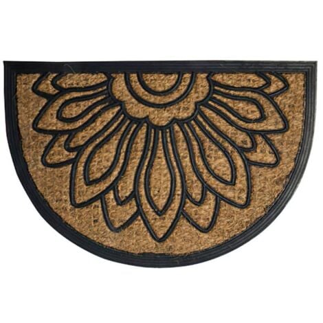 MAURER felpudo fibra coco y goma 1/2 luna 40x60 cm. , Felpudo fibra coco y goma- Medida: 40x60 cm.- Forma media luna con simil de flor.- Realizado con fibra de c