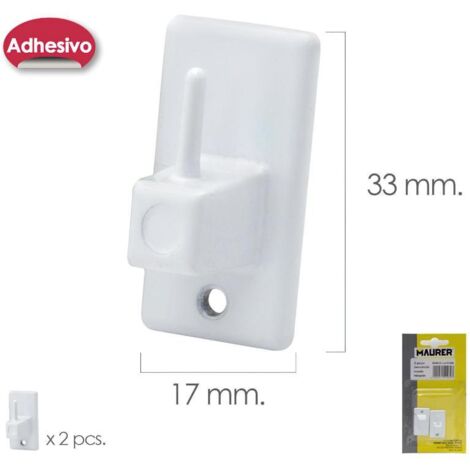 MAURER gancho visillo / cortina adhesivo blanco (blister 2 piezas)