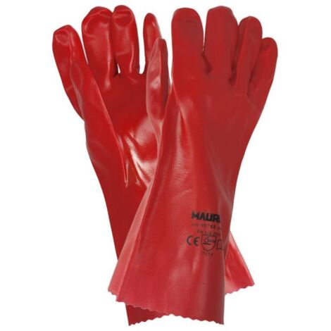 MAURER guantes pvc rojo 35 cm. (par) , Guante Pvc Rojo- Medida: 35 cm.- Fabricado íntegramente en PVC con forro interior textil.- Guante fabricado sobre soporte d