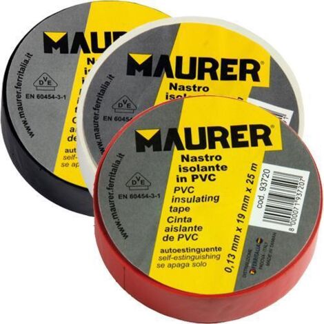 MAURER Nastro Isolante in Pvc Bianco Spessore 0,13 mm Larg. x Lung. 15mm x 10 mt 10 pz