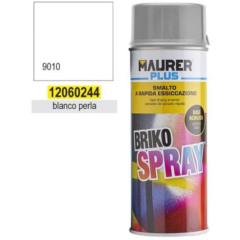 MAURER spray pintura blanco perla 400 ml. , Spray blanco perla. - Capacidad: 400 ml.- RAL: 9010.- Esmalte acrílico de usos profesionales.- Excelentes propiedades de adhesión.- Adecuado para pintar me