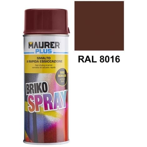 MAURER spray pintura caoba (mogamo) 400 ml. , Spray caoba (mogamo).- Capacidad: 400 ml.- RAL: 8016.- Esmalte acrílico de uso profesional.- Excelentes propie