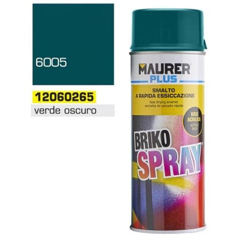 MAURER spray pintura verde oscuro musgo 400 ml. , Spray verde oscuro musgo.- Capacidad: 400 ml.- RAL: 6005.- Esmalte acrílico de uso profesional.- Excelent