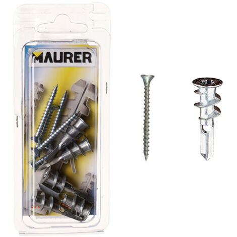 MAURER taco zamak para carton-yeso con tornillo (5piezas) , Tacos zamak para carton-yeso con tornillo (5piezas).- Blister de 5 piezas.- El taco zamak para carton-yeso n