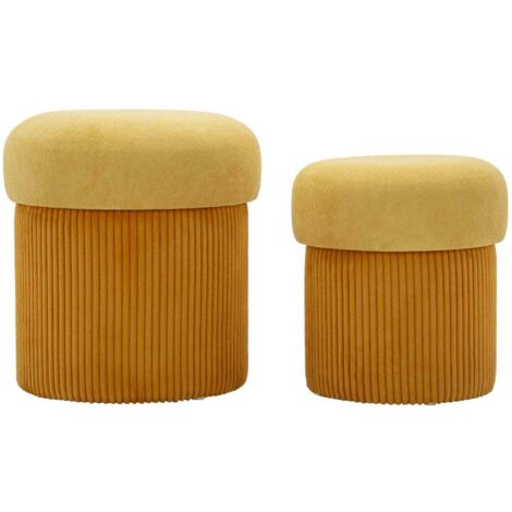 Mauro Ferretti Poufs de rangement moutarde ensemble de 2
