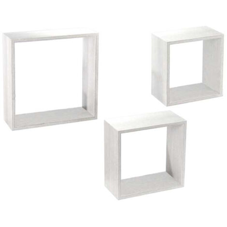 MAURY'S 3 PENSILI QUADRATI IN LEGNO DA PARETE IN TRE MISURE BIANCO LEGNO