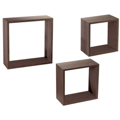 MAURY'S 3 PENSILI QUADRATI IN LEGNO DA PARETE IN TRE MISURE CON FINITURA NOCE