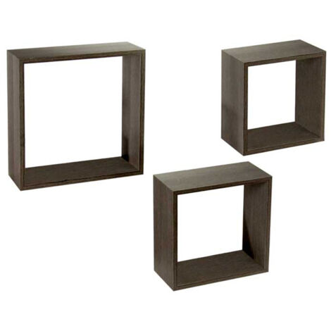 MAURY'S 3 PENSILI QUADRATI IN LEGNO DA PARETE IN TRE MISURE CON FINITURA WENGÈ