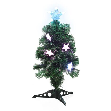 MAURY'S ALBERO DI NATALE LED E FIBRE OTTICHE 60 CM COLORE CLASSICO CON BASETTA E STELLINE LUMINOSE