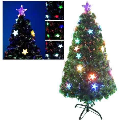 MAURY'S ALBERO STARS CON 20 LED E FIBRE OTTICHE MULTICOLORE 120 CM