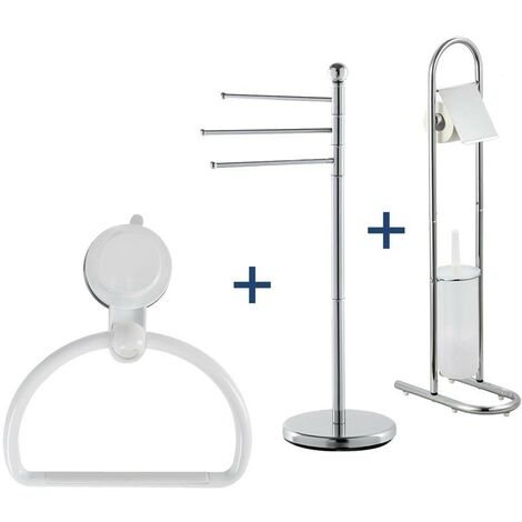 Accessori Per Il Bagno In Acciaio.Maury S Arredo Bagno Bianco E Acciaio Senza Fissaggio A Muro Kit0410578