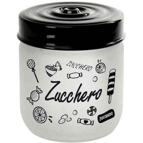 MAURY'S BARATTOLO CANDY IN VETRO SATINATO CON TOP NER 425 CC 9X9 CM ZUCCHERO