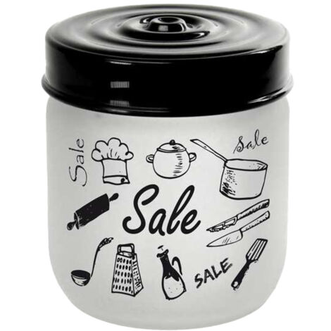 MAURY'S BARATTOLO CANDY IN VETRO SATINATO CON TOP NERO 425 CC 9X9 CM PER SALE