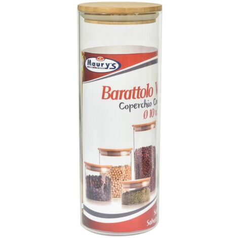 MAURY'S BARATTOLO CUCINA IN VETRO TAPPO ERMETICO BAMBOO 10 X H28 CM