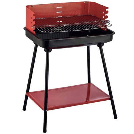 MAURY'S BARBECUE RETTANGOLARE CON RIPIANO 58X38XH82 CM IN COLORE ROSSO
