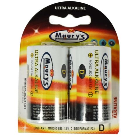MAURY'S BATTERIE ULTRA ALKALINE TORCIA D 2 PZ