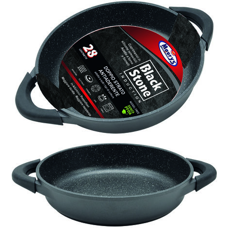 MAURY'S BLACK STONE TEGAME CON MANICI CON DOPPIO STRATO ANTIADERENTE 28 CM