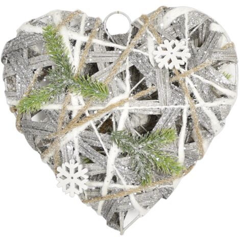 MAURY'S CUORE DI NATALE IN LEGNO 3D 20CM LINEA WOODY XMAS