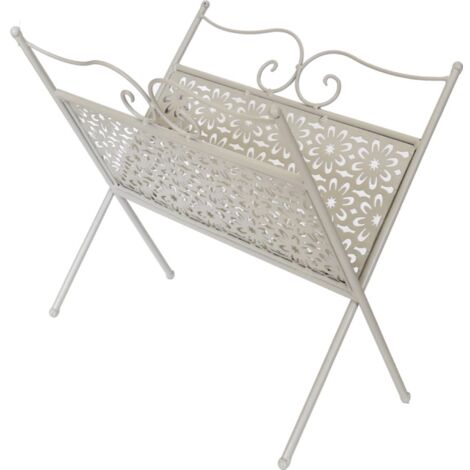 MAURY'S FLORAL PORTA RIVISTE IN FERRO COLORE BIANCO 35 X 23 CM H 34 CM