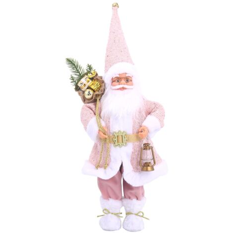 MAURY'S FUORIPORTA NATALIZIO BABBO NATALE CON VESTITO ROSA E SACCO DA 50 CM
