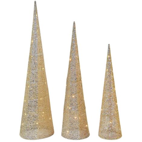 MAURY'S GLITTER CHAMPAGNE SET 3 CONI DECORATIVI A LED