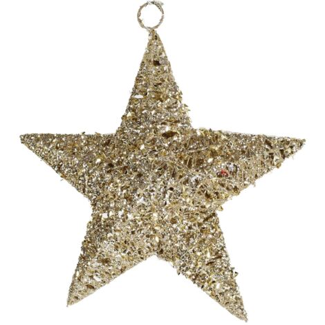 MAURY'S GLITTER GOLD APPENDINO NATALIZIO A STELLA 3D DA 25 CM