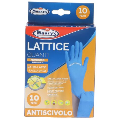 MAURY'S GUANTI IN LATTICE DA LAVORO ANTISCIVOLO CONFEZIONE DA 10PZ TG XL