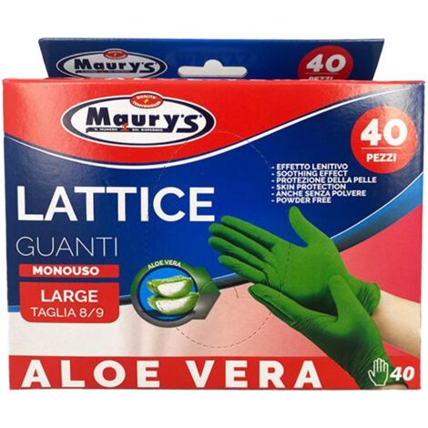 MAURY'S GUANTI LATTICE SUPER PESANTI 40 PZ TAGLIA L - 8/9 ALOE VERA